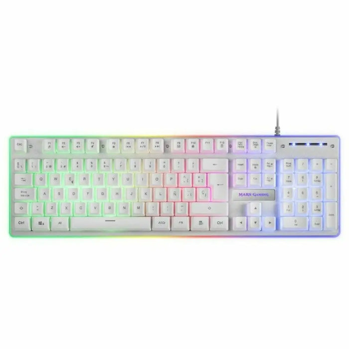 Keyboard with Gaming Mouse Mars Gaming MCPXWES White Spanish Qwerty QWERTY LED RGB - Електроника Периферни и резервни