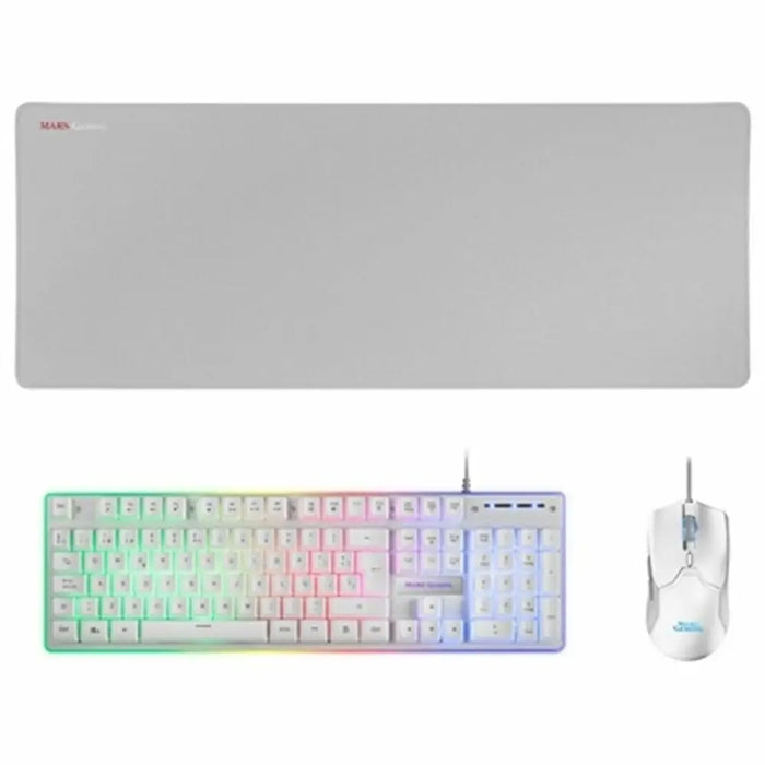 Keyboard with Gaming Mouse Mars Gaming MCPXWES White Spanish Qwerty QWERTY LED RGB - Електроника Периферни и резервни
