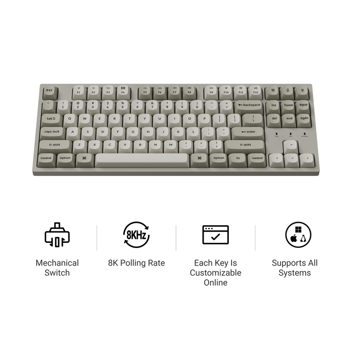 Gaming Mechanical Keyboard Keychron C1 Pro 8K QMK - Super Brown Switch