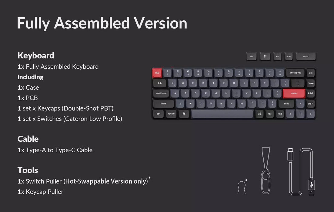 Keychron - K7 Pro mechanical keyboard, wireless, Gateron Red Linear, RGB, black