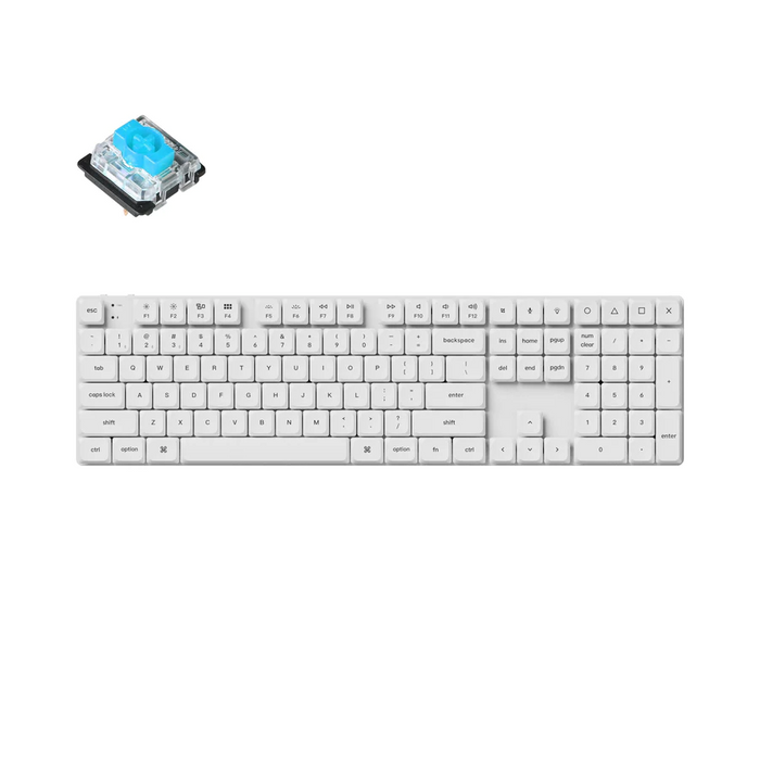 Gaming Mechanical Keyboard Keychron K5 Pro White QMK/VIA Full-Size Low-Profile Gateron Blue Switches RGB Backlight