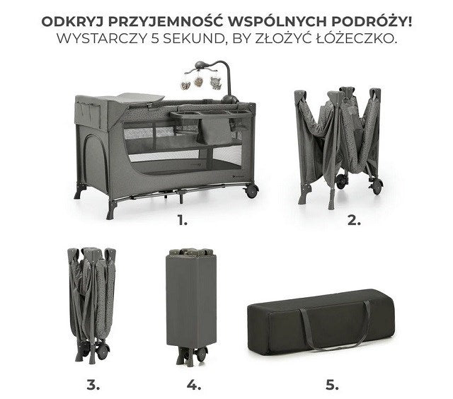 KinderKraft travel cot JOY 2 DARK GREY