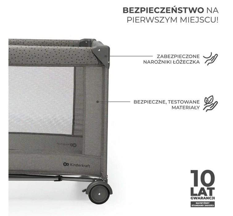 KinderKraft travel cot JOY 2 DARK GREY