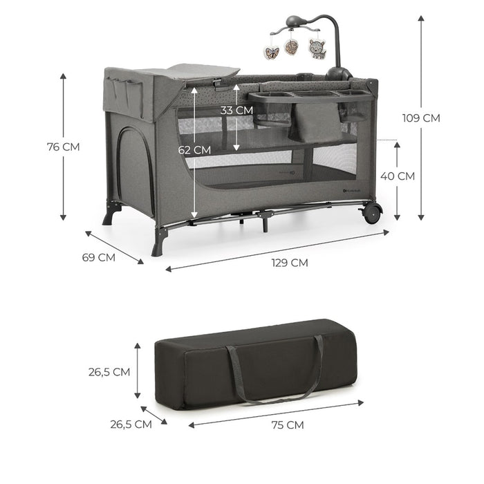 KinderKraft travel cot JOY 2 DARK GREY