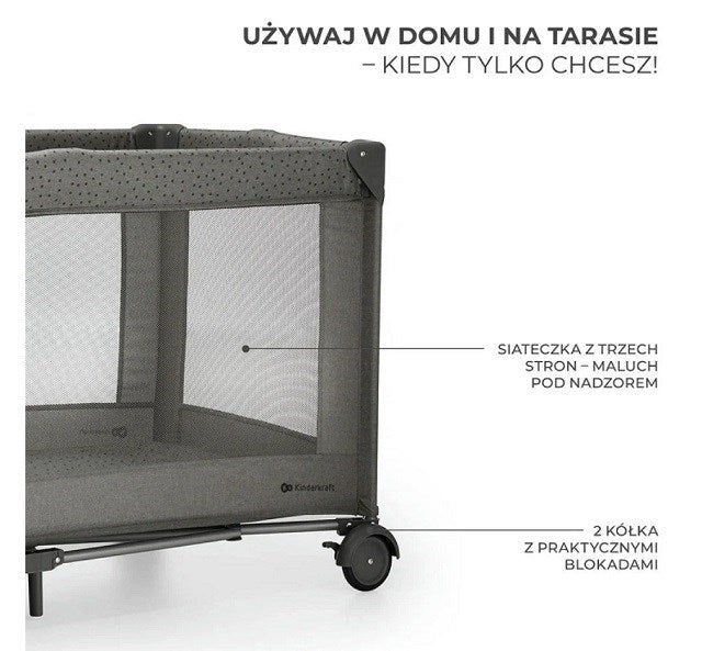 KinderKraft travel cot JOY 2 DARK GREY