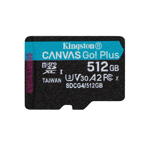 KINGSTON 512GB microSDXC Canvas Go Plus Gen4 200R A2 U3 Single Pack w/o ADP - Памети