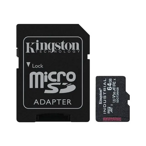 KINGSTON 64GB microSDXC Industrial C10 A1 pSLC Card + SD Adapter - Памети