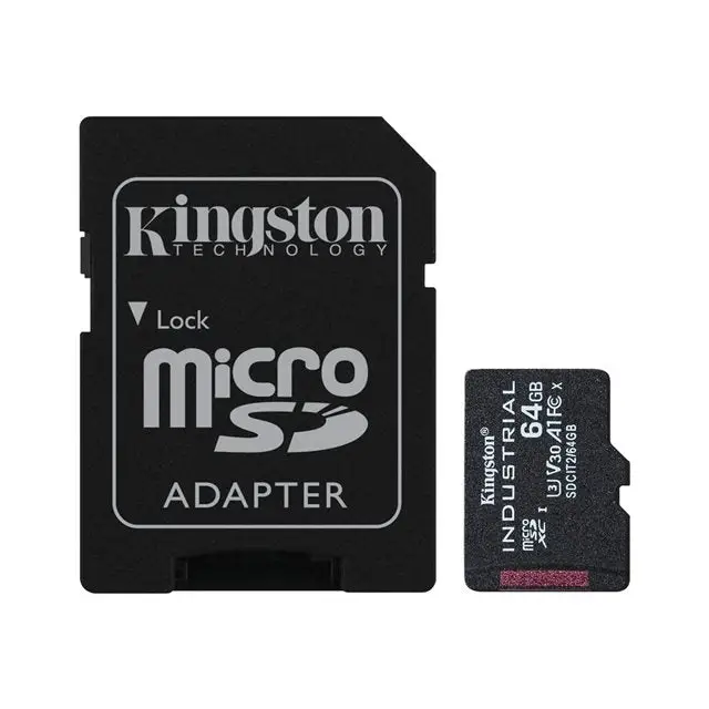KINGSTON 64GB microSDXC Industrial C10 A1 pSLC Card + SD Adapter - Памети