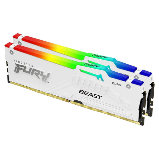KINGSTON FURY Beast 32GB DIMM 5200MT/s DDR5 CL36 Kit of 2 White RGB EXPO - Памети за настолни