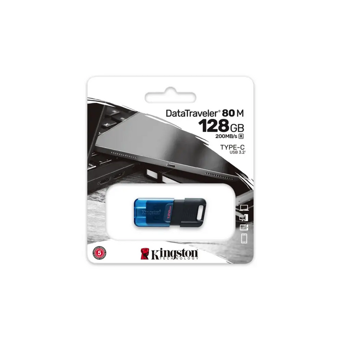 Kingston Technology DataTraveler 128GB 80 M 200MB/s USB-C 3.2 Gen 1 - Памети USB<<<Памети<<<Компоненти<<<ALSO&&&USB