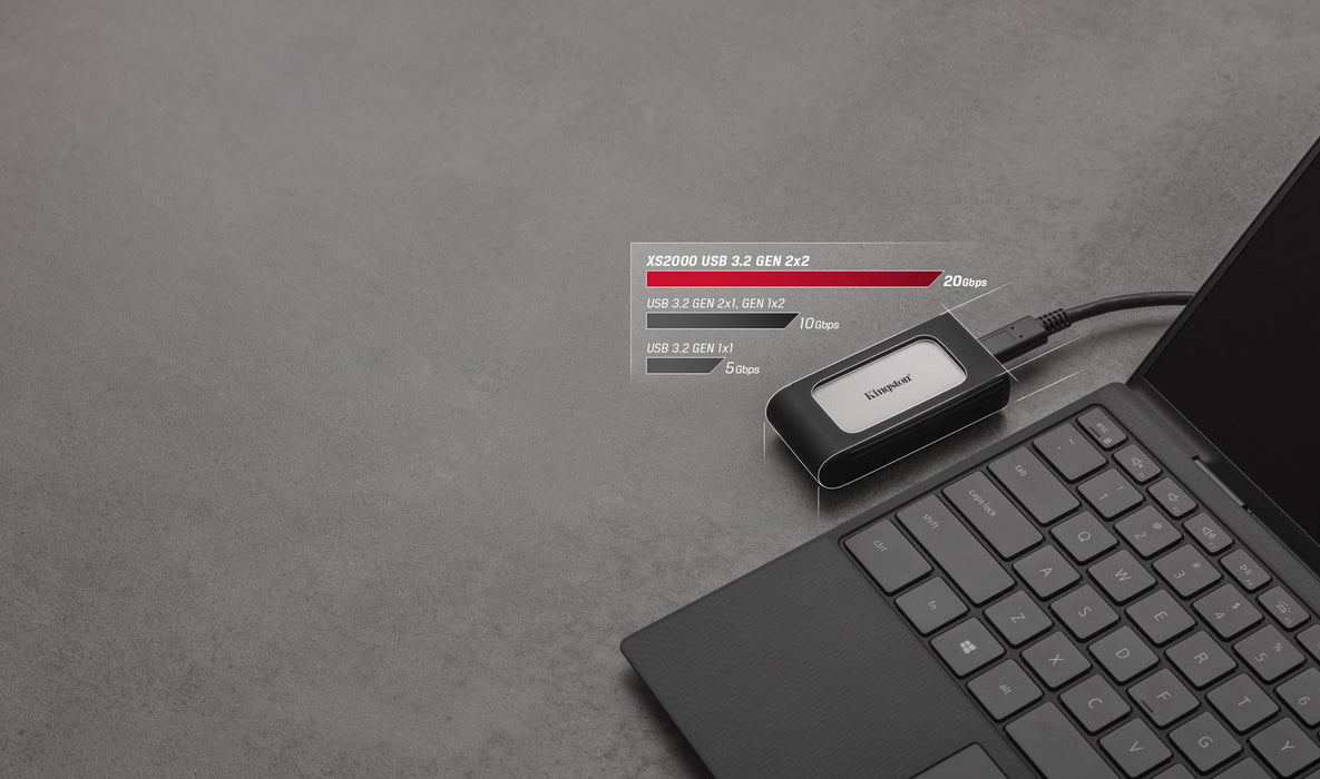 External SSD Kingston XS2000, 4TB, USB 3.2 Gen2 Type-C, Gray