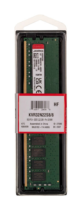 Memory Kingston 8GB DDR4 PC4-25600 3200MHz CL22 KVR32N22S8/8