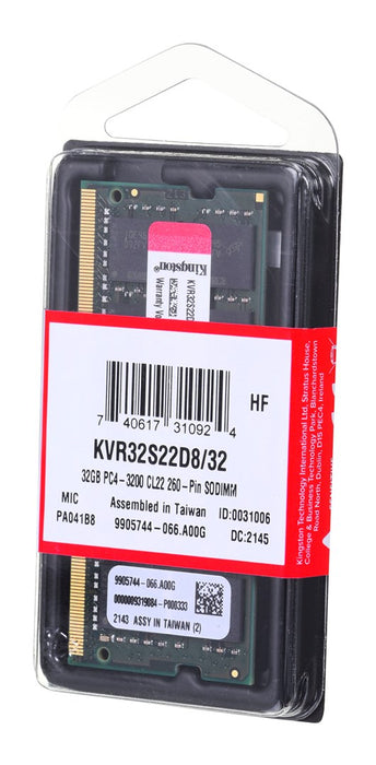 Memory Kingston 32GB SODIMM DDR4 PC4-25600 3200MHz CL22 KVR32S22D8/32