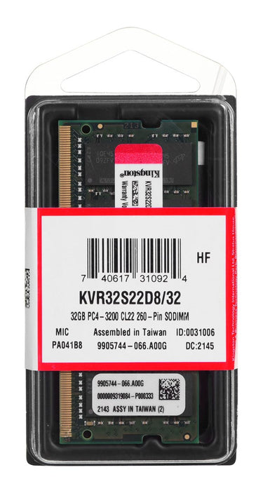 Memory Kingston 32GB SODIMM DDR4 PC4-25600 3200MHz CL22 KVR32S22D8/32