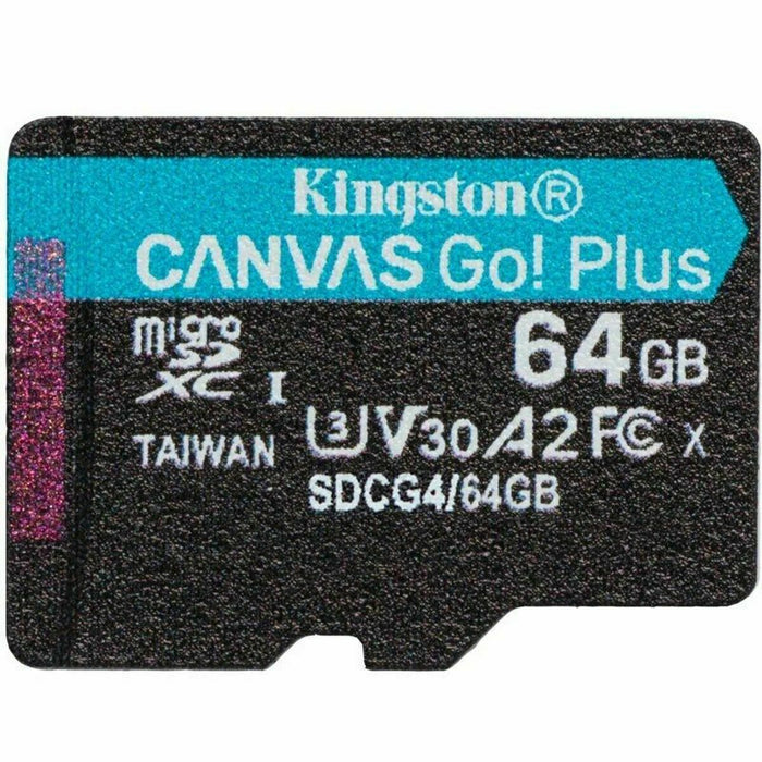 KINGSTON 64GB microSDXC Canvas Go Plus Gen4 200R A2 U3 Single Pack w/o ADP