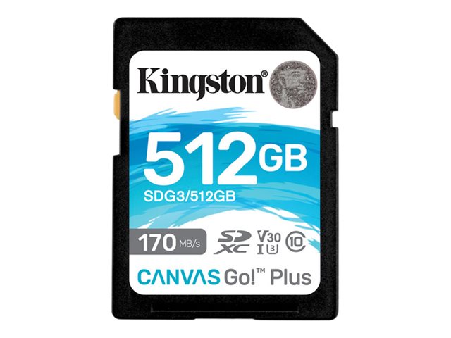 KINGSTON 512GB SDXC Canvas Go Plus 170R C10 UHS-I U3 V30