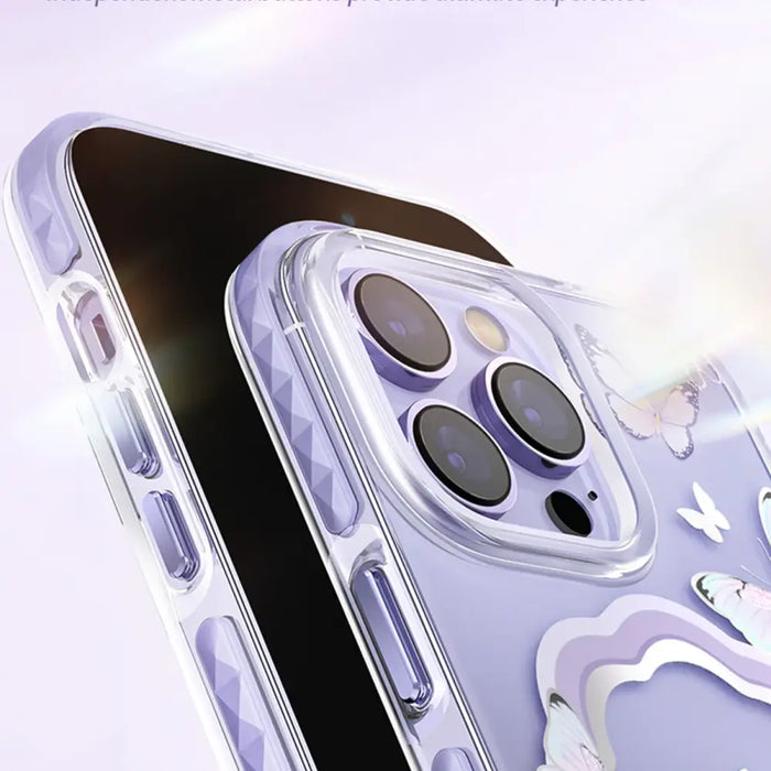 Kingxbar Butterfly Series magnetic case for iPhone 14 Pro MagSafe case with butterflies blue - Cell phone cases