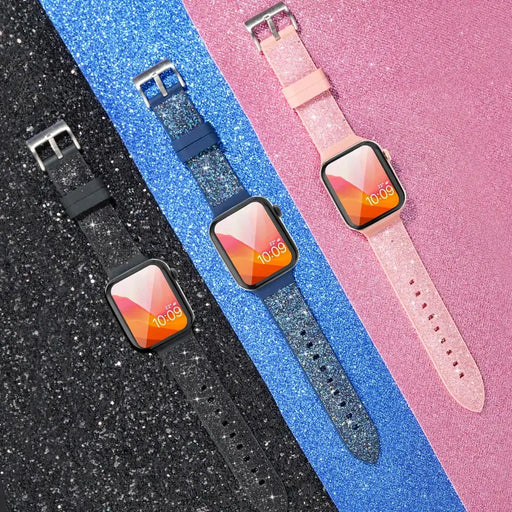 Kingxbar Crystal Fabric Band Strap Watch Bracelet 6 / SE / 5/4/3/2 (40mm / 38mm) Silicone Strap Crystal Band Pink
