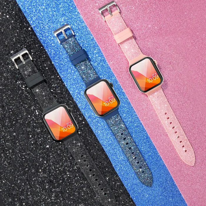 Kingxbar Crystal Fabric Band Strap Watch Bracelet 6 / SE / 5/4/3/2 (40mm / 38mm) Silicone Strap Crystal Band Pink