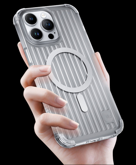 Kingxbar PQY Go Out Series magnetic case for iPhone 14 Plus MagSafe silver