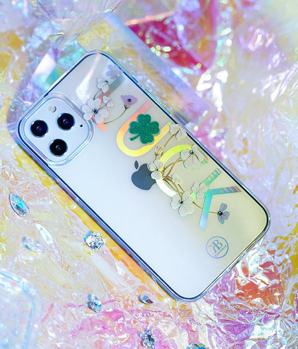 Kingxbar Lucky Series case decorated with original Swarovski crystals iPhone 12 mini transparent (Clover)