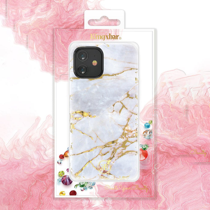 Kingxbar Agate Series case decorated printed Agate iPhone 12 mini green