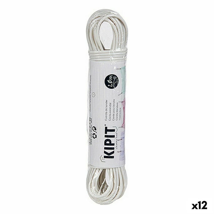 Washing Line Kipit White PVC 20 m 20,5 x 4 x 3,5 cm (12 Units)