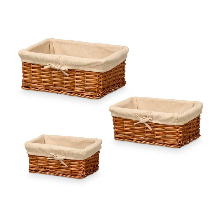 Set of Baskets Kipit Polyester wicker 50 % cotton 39 x 16,5 x 29 cm 3 Pieces