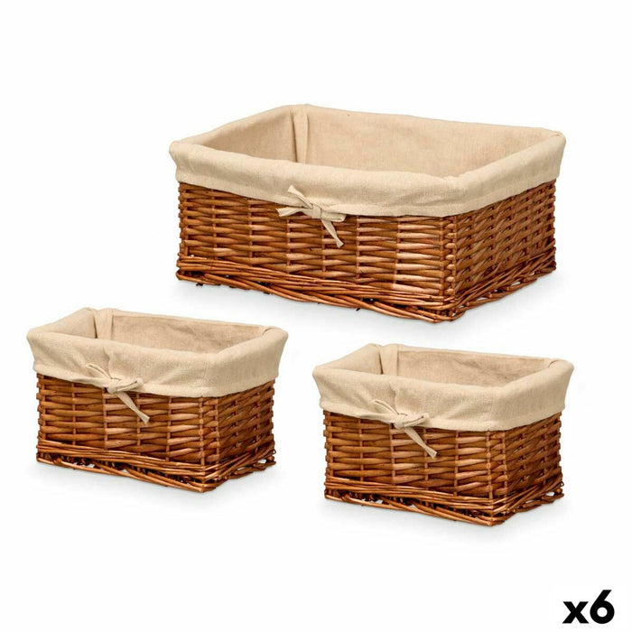 Set of Baskets Kipit Polyester wicker Cloth 50 % cotton 39 x 16 x 30 cm 3 Pieces