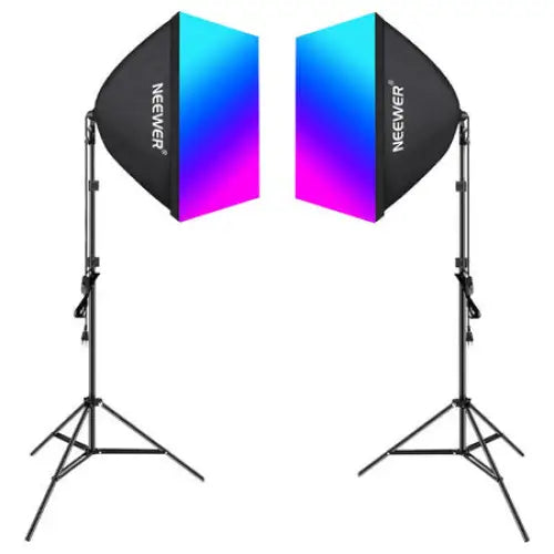 Kit Neewer NK800 two softboxes + bulbs RGB 24W 2700-6500K + tripods + barndoors - Lamps<<<Photo studio<<<Photo