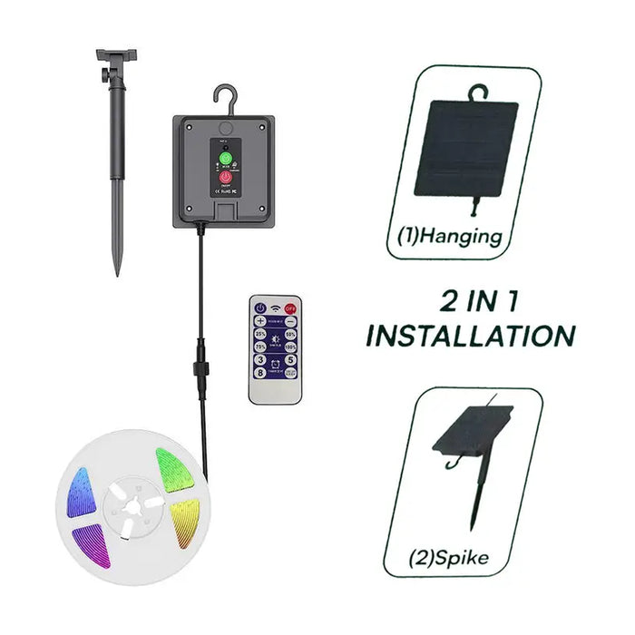 KIT SOLAR LED STRIP 1.2W RGB 900LM 5M IP67 V-TAC - LED ленти и аксесоари<<<Вътрешно осветление<<<Мебели и