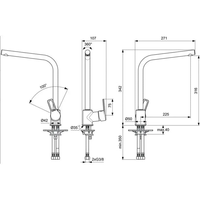 KITCHEN MIXER VIDIMA CALISTA CHROME - Смесители за кухня<<<Кухня<<<Praktiker&&&Кухненски смесители<<<Кухня<<<Technopolis