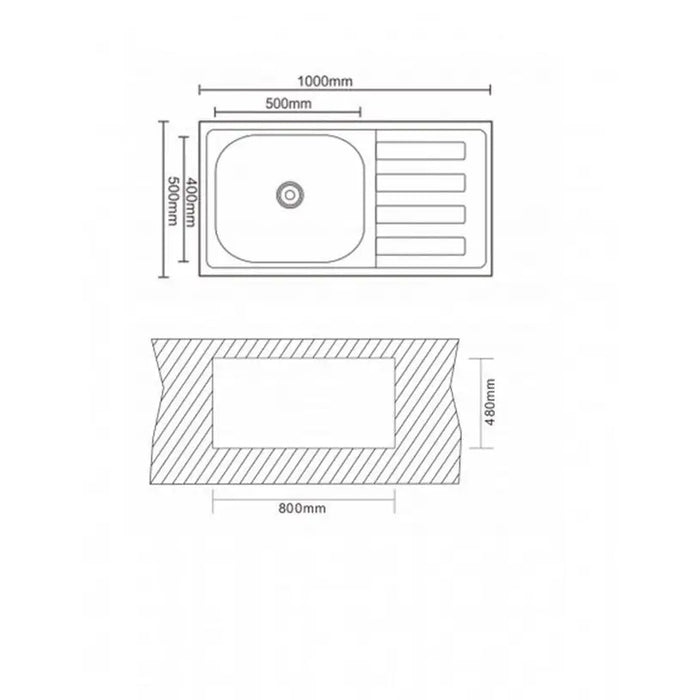 KITCHEN SINK INTER CERAMIC 10050L TEMPICO LEFT 100X50X24 - Кухненски мивки<<<Кухненски