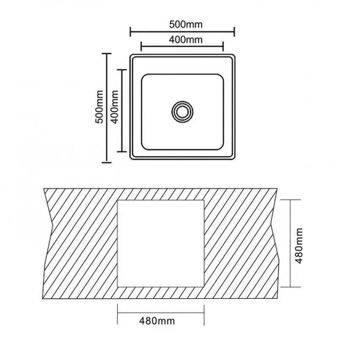 KITCHEN SINK INTER CERAMIC ICK 5050 TEMPICO 50X50X19 CM. - Кухненски мивки<<<Кухненски