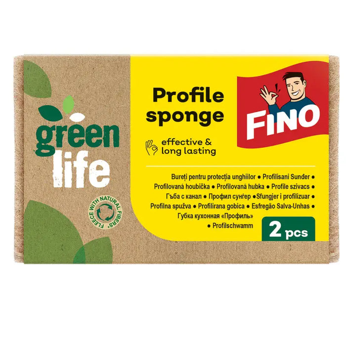 KITCHEN SPONGE WITH CHANNEL 2 PCS FINO - Продукти за почистване<<<Домашни потреби<<<Кухня<<<Praktiker