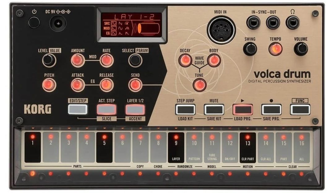 Korg Percussion Synthesizer - Volca Drum, 6-part, DSP, black/gold