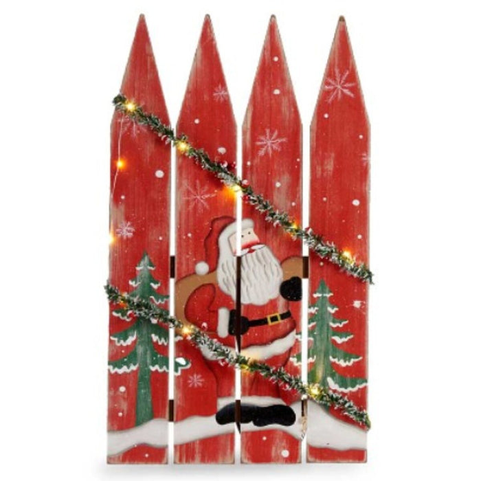 Hanging decoration Krist+ White Red Green Plastic MDF Wood Father Christmas 34,7 x 4 x 60 cm Sign LED Light (6 Units)
