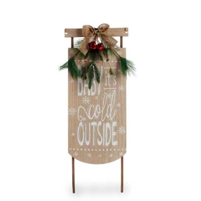 Hanging decoration Krist+ White Green Beige MDF Wood Sledge 20 x 5 x 69 cm Sign (6 Units)