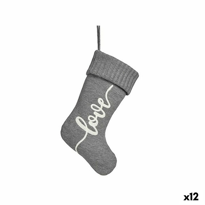 Christmas bauble Krist+ Love White Grey Cloth Christmas Stocking 28 x 4 x 46 cm (12 Units)
