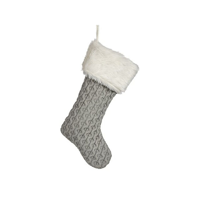 Christmas bauble Krist+ White Grey Cloth Christmas Stocking 28 x 4 x 46 cm (12 Units)