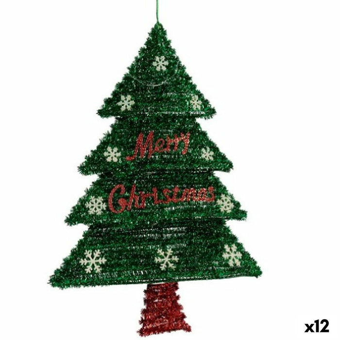 Christmas bauble Krist+ Red Green Silver polypropylene PET Christmas Tree 44 x 58,8 x 7 cm Pendant Tinsel LED Light (12 Units)
