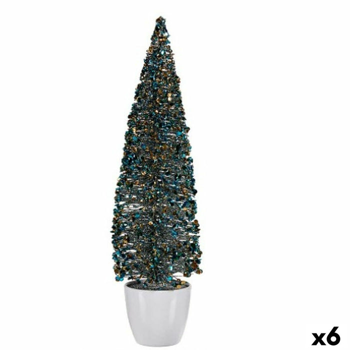 Christmas Tree Krist+ Blue Golden Plastic Christmas Tree 10 x 38 x 10 cm (6 Units)