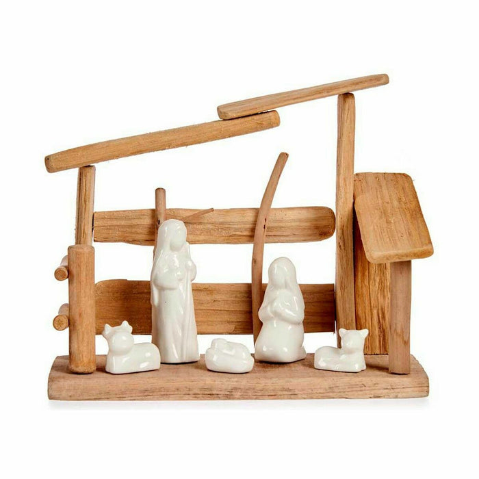 Christmas nativity set Krist+ White Natural Wood Ceramic 10 x 21 x 25 cm (2 Units)