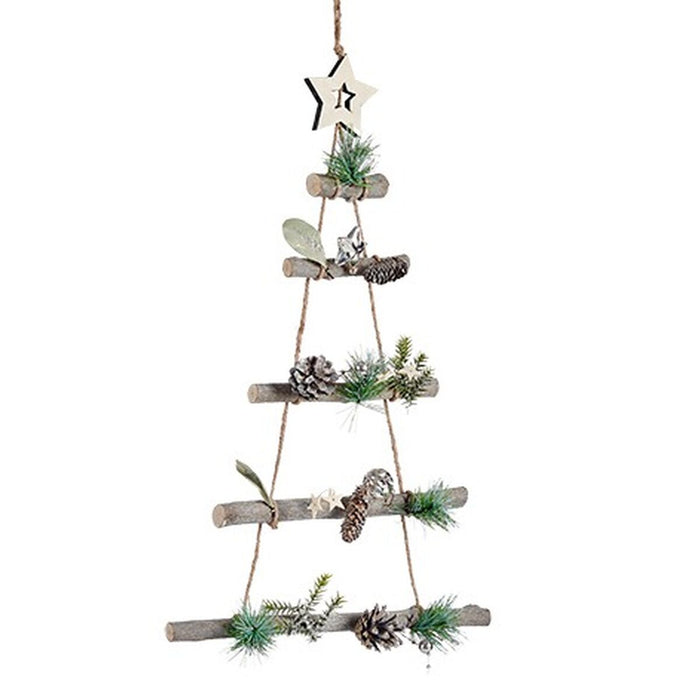 Christmas bauble Krist+ Brown Silver Wood Plastic Christmas Tree 34 x 5 x 65 cm 34 x 56 x 4 cm (6 Units)
