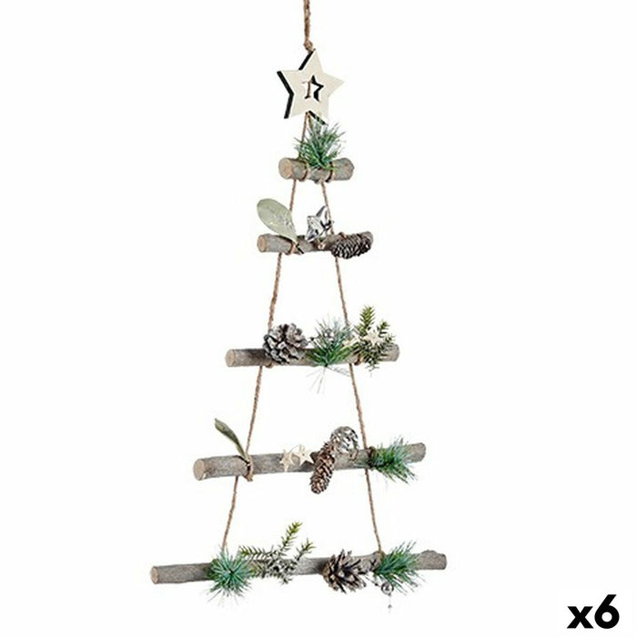 Christmas bauble Krist+ Brown Silver Wood Plastic Christmas Tree 34 x 5 x 65 cm 34 x 56 x 4 cm (6 Units)