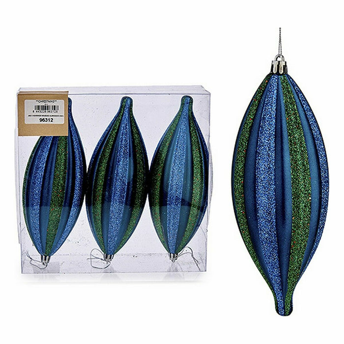 Christmas Decorations Set Krist+ Blue Green PVC Streched 8,5 x 3,5 x 19 cm (12 Units)