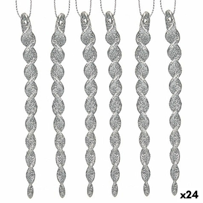 Christmas bauble Krist+ Silver Plastic Glitter 13,5 x 1 x 5,5 cm 10,5 x 21 x 1 cm (24 Units)