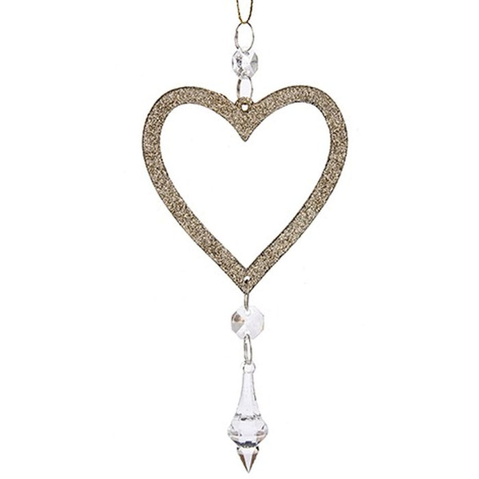 Christmas bauble Krist+ Champagne Plastic Glitter Heart 9 x 16 x 2 cm (24 Units)