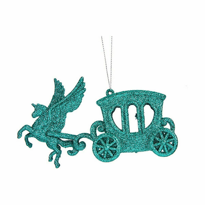 Christmas bauble Krist+ Green Plastic Glitter Magical Carriage 15 x 8,5 x 4,5 cm (24 Units)