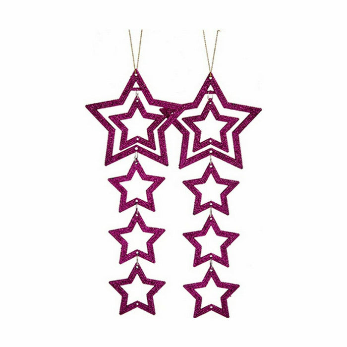 Christmas Decorations Set Krist+ Fuchsia Plastic Glitter Star 19 x 0,2 x 23 cm 10 x 23 x 0,4 cm (24 Units)